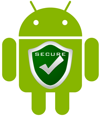 Android mascot with a security shield