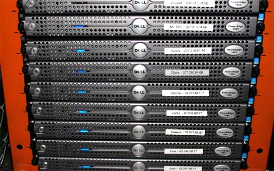 Rack of Dell PowerEdge servers