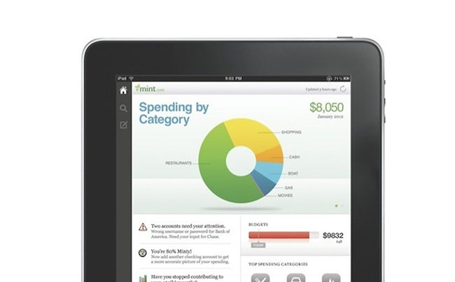 Mint app spending dashboard on an iPad