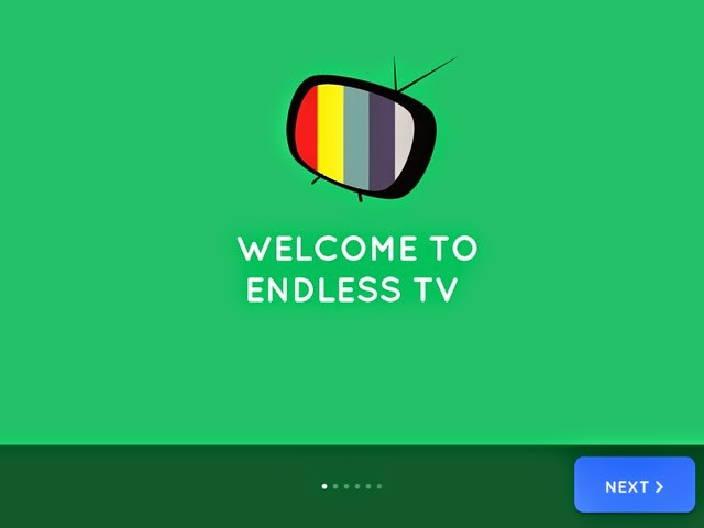 Endless TV welcome screen